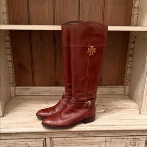 Tory Burch Brown Leather Riding Boots